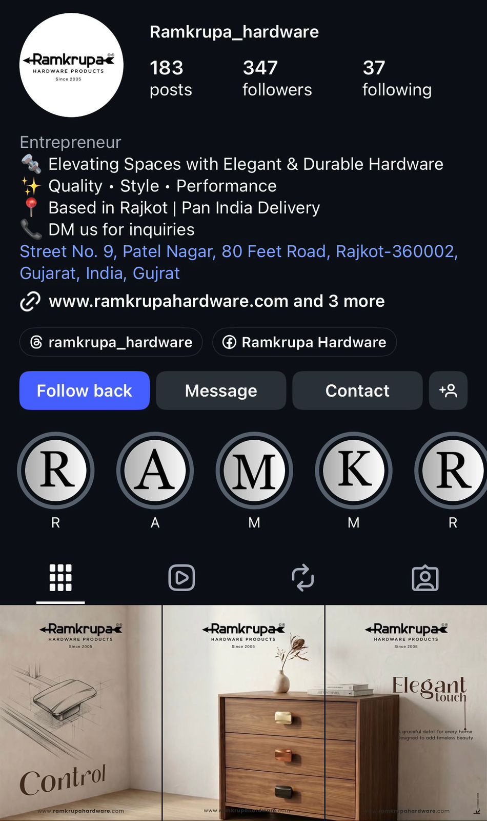 Ramkrupa Hardware Products - Social Media Management